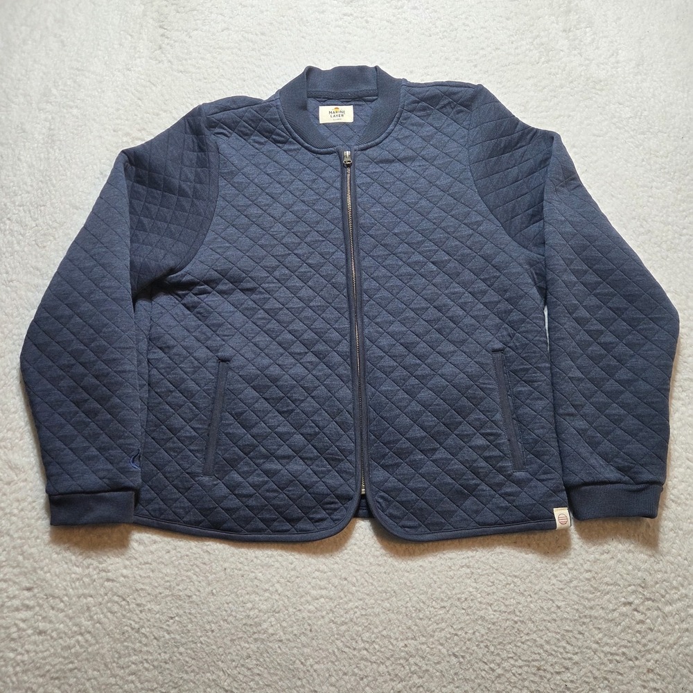 Marine Layer Corbet Quilted Bomber Jacket Womens Size XL Full Zip Soft Blue